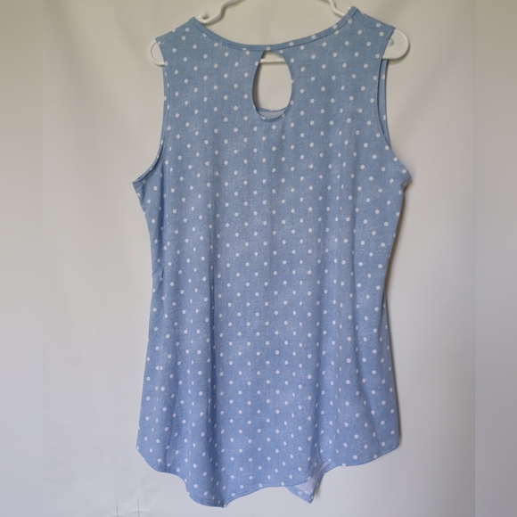 Star Vixen Womens Tank Top Size L 14/16 Color Blue with White Polka Dots - Picture 2 of 5
